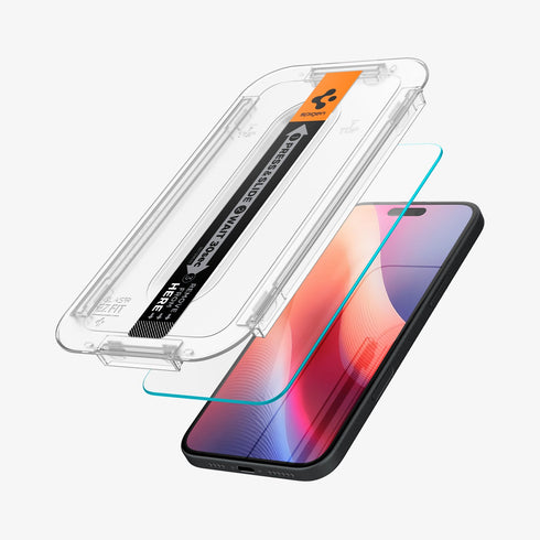 מגן מסך לסדרת אייפון 16 מבית Spigen GLAS.tR EZ Fit